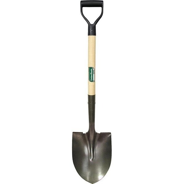 Union Tools Digging Shovel, 8-1/2 in W Carbon Steel Blade, Hardwood Handle W/ D-Grip 43106